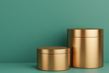 Elegant gold pedestal display, confident presentation for product showcase