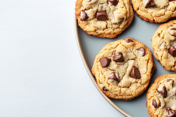Obraz premium Delicious chocolate chip cookies golden edges feel comforting
