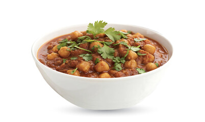Indian Chole Bhature Curry in a Bowl  Spicy Chickpea Dish on Transparent Background