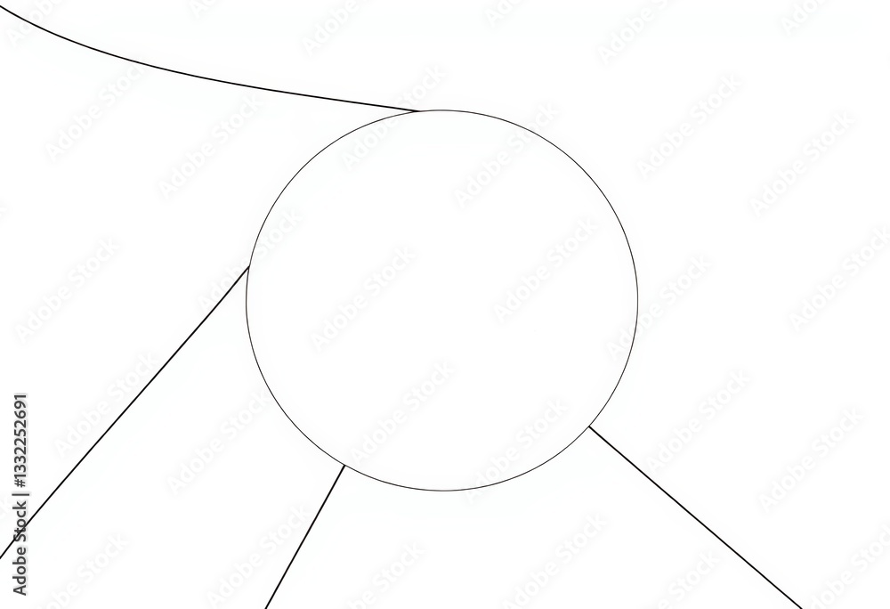 Poster abstract composition of intersecting lines and a circle, leaving ample negative space, intersection,