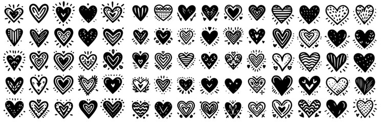 black and white decorative heart symbol vector collection
