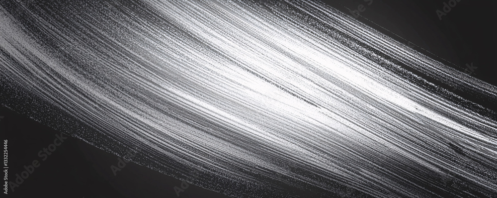 Poster abstract grayscale background with dynamic brush strokes and streaks of white paint on a dark backgr