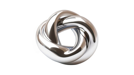 Naklejka premium Shiny silver metal loop creating abstract knot on transparent background