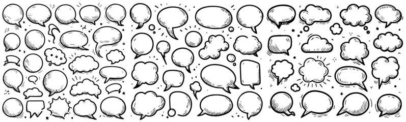large collection of hand drawn comic speech and thought bubbles vector set © Aisha Kudorova