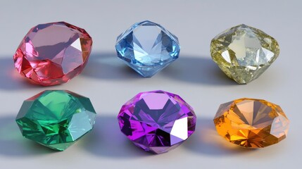 Fototapeta premium A digital rendering of gemstone cutting techniques, illustrating different faceting styles.