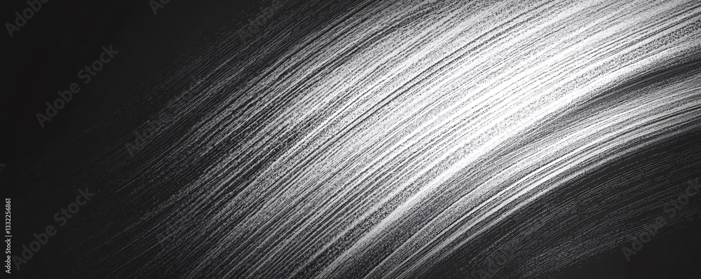 Poster abstract grayscale image with dynamic curved brush strokes and gradient effect
