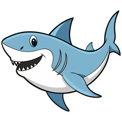 Cartoon shark with big smile vector illustration  
