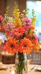 Vibrant floral centerpiece with gerbera daisies