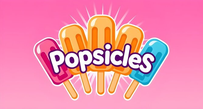 Colorful Popsicles Illustration - Summer Ice Cream Logo Design

