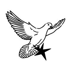 peace dove with star outline