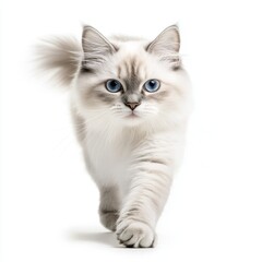 Obraz premium An adorable gray kitten with striking bright blue eyes, captured beautifully in a soft focus setting