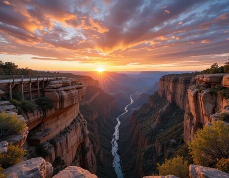 Stunning sunset over canyon river grand canyon landscape photography natural beauty wide angle view scenic inspiration