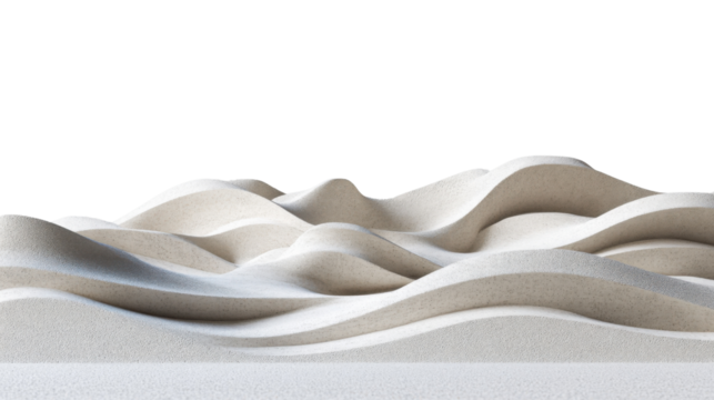 Abstract minimalist white wavy landscape on transparent background
