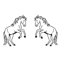 pair of prancing horses outline graphic