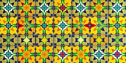 Abstract geometric azulejo tile pattern, seamless Mediterranean design , style, Portuguese