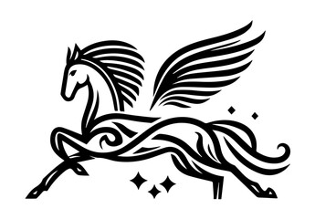 mythical pegasus winged horse vector black shape silhouette