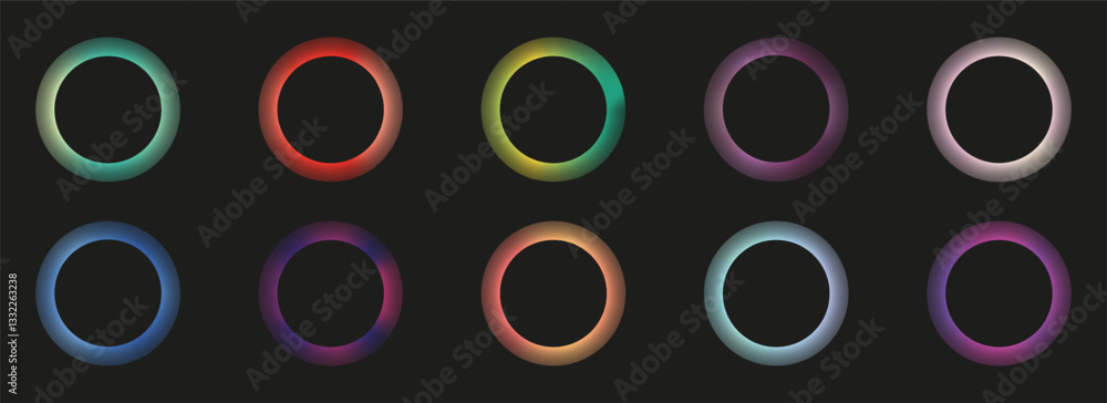 Aufkleber set of round banner circle in gradient. abstract circle logo collection