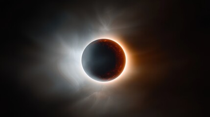 Obraz premium Total Solar Eclipse, Dark Sky, Fiery Corona, Dramatic Sky