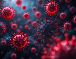 Virus spread simulation global health crisis digital illustration microbial environment close-up view pandemic awareness