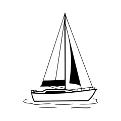 outline sailboat on water graphic