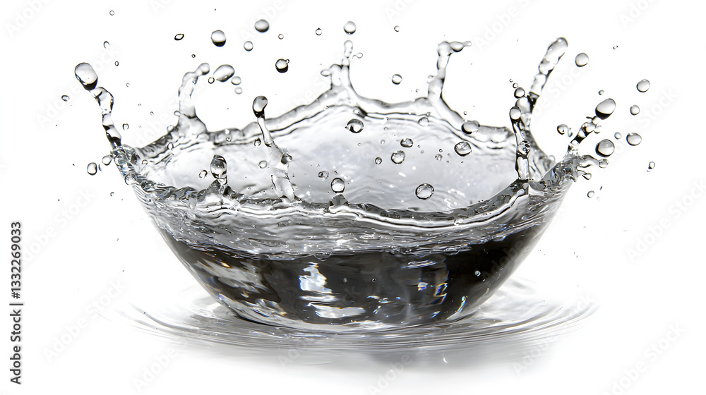 Poster dynamic water splash isolated on white background stock photo splashing event close-up view water im