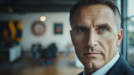 Confident Mature Businessman Portrait in Modern Office