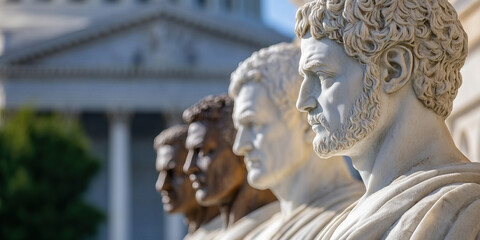 Obraz premium Four Classical Bust Sculptures in Profile