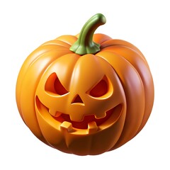 A Mischievous Jack-o-lantern Grins Wickedly, Ready For Halloween Night, Its Vibrant Orange Glow Against A Pure White Background