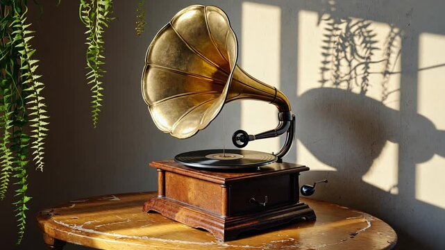 old gramophone on white background