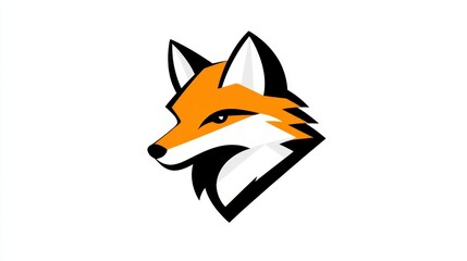 Stylish fox logo, vibrant orange and white design, playful yet professional feel, ideal for branding or creative projects.