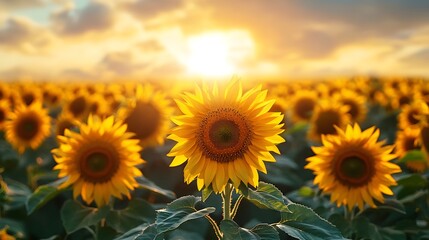 Obraz premium Fauna conservation and zero-waste resources lions hawks foxes dolphins in a sunflower field nature photography sunrise view