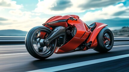 Naklejka premium Minimal aesthetics enhancing the high performance design of a motorcycle image
