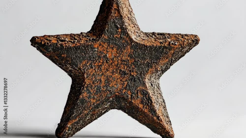 Poster rusty star decoration made of metal showcasing unique texture and design in simple light setting
