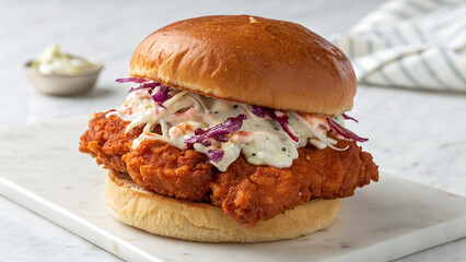 Nashville Hot Chicken Sandwich with Coleslaw.