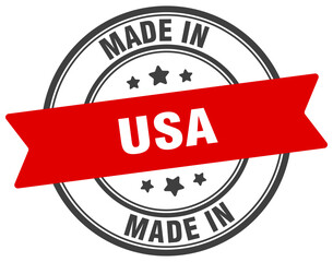 Made in usa round sign. Made in usa stamp.