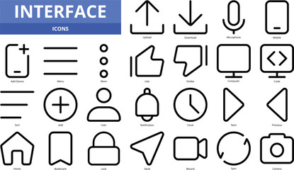 interface outline icon set