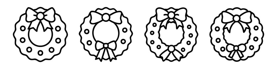 christmas wreath with bow icon, christmas wreath with bow line art - simple line art of christmas wreath with bow, perfect for christmas wreath with bow logos and icons © Waliul