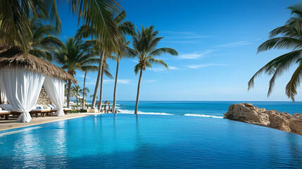 All-Inclusive Resorts with Oceanfront Infinity Pool and Palm Trees | Luxury Tropical Beachside Getaway