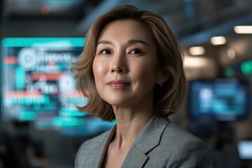 Obraz premium Confident Businesswoman in Modern Tech Office