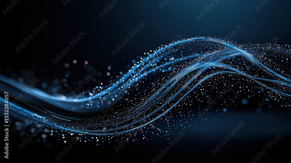 Poster wireless technology and future wifi concept, abstract representation of wireless signals with blue w
