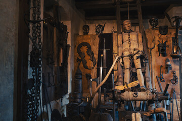 Torture room exposition of the medieval period in Bohemia