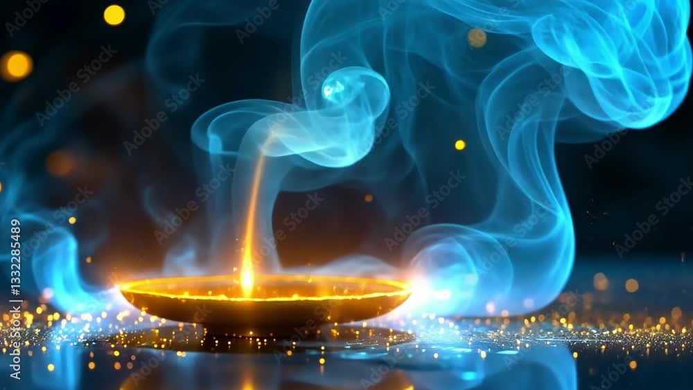 Aufkleber captivating glow of swirling smoke and light amidst shimmering particles in an enchanting setting