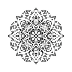 Pattern in the form of a mandala. Henna tattoo mandala. Mehndi style. Decorative pattern in oriental style. Coloring book page.