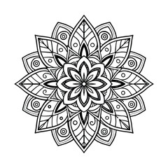 Pattern in the form of a mandala. Henna tattoo mandala. Mehndi style. Decorative pattern in oriental style. Coloring book page.