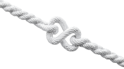 White rope creating heart shape on transparent background