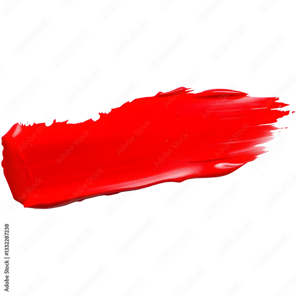 Poster a vivid red paint stroke with a smooth texture and dynamic movement.