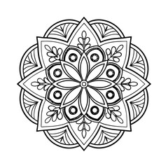 Pattern in the form of a mandala. Henna tattoo mandala. Mehndi style. Decorative pattern in oriental style. Coloring book page.