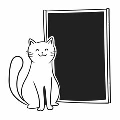 happy cat kitten stretching draw line