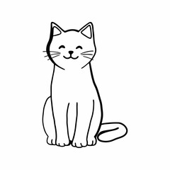 happy cat kitten stretching draw line