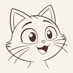 happy cat kitten stretching draw line